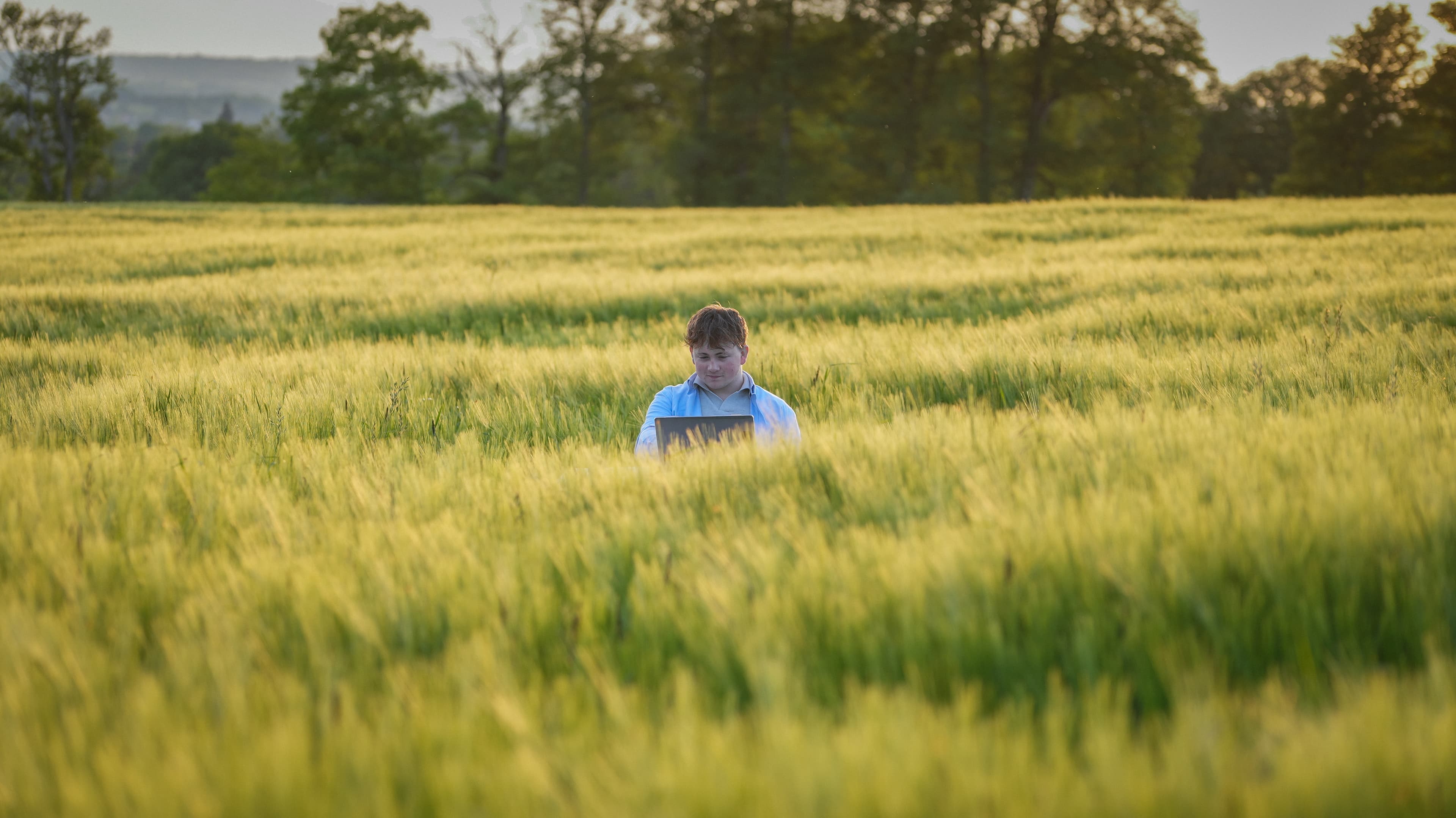 Fred Trivett in a golden field
